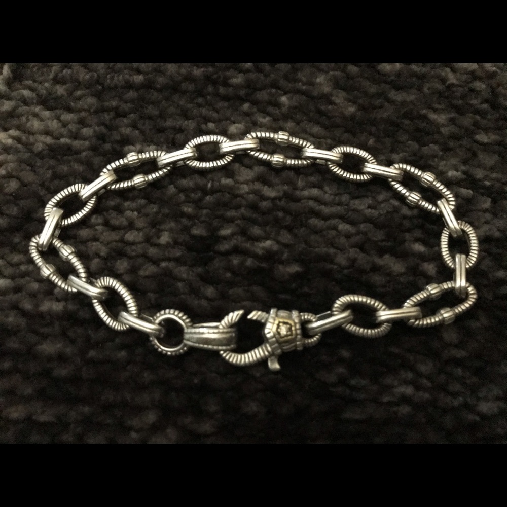 JUDITH RIPKA JR STERLING SILVER/18K SAPPHIRE BERGE LINK BRACELET